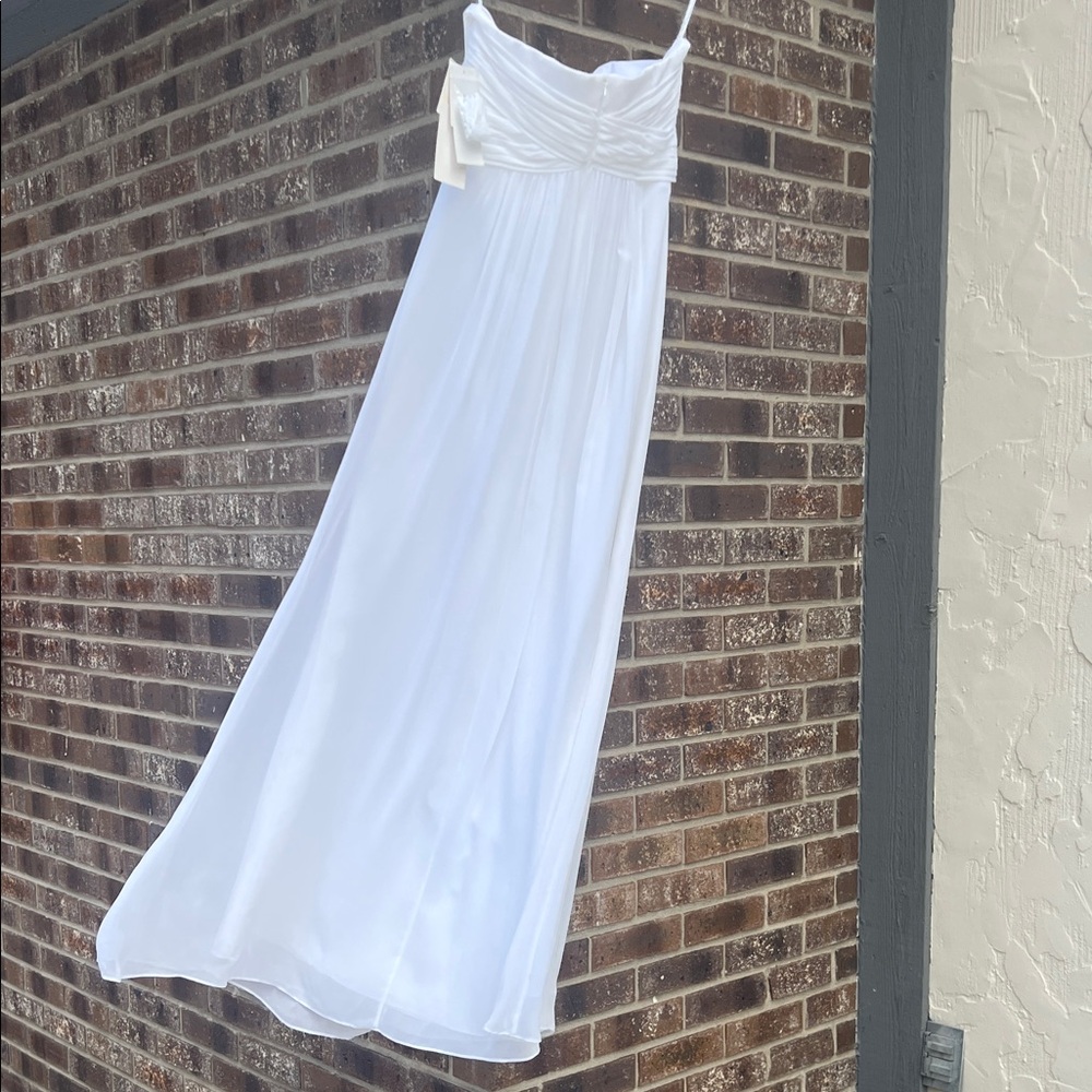 David’s Bridal Strapless Chiffon Dress gown NWT White Size 6 flowy boho fairy - Picture 8 of 9